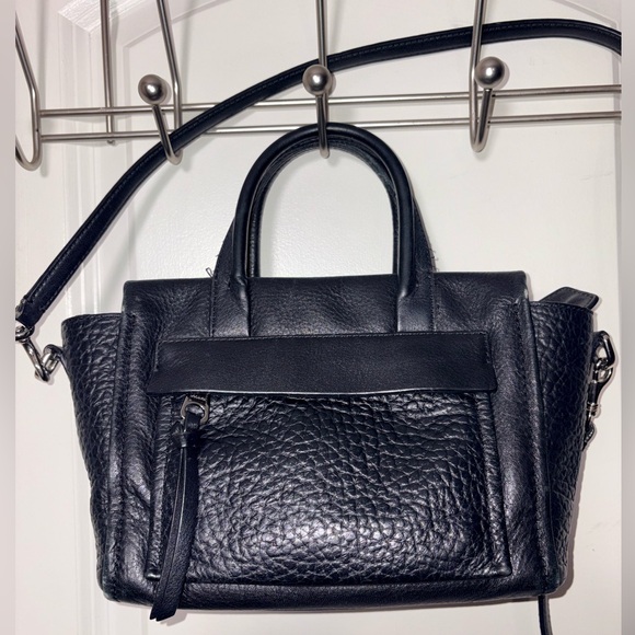 Coach Handbags - Coach Mini Riley Satchel Black Pebbled Leather Crossbody Bag 27923